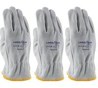Goodyear Lot de 3 Gants Travail en Cuir Pleine Fleur et Croûte Modèle G016/10R Taille 9