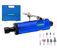 Goodyear - Meuleuse droite pneumatique, complément pour compresseur, professionnelle 22 000 tr/min, 1/4" et 1/8", alliage d'aluminium, kit avec 10 pierres à aiguiser, 2 mandrins et accessoires inclus