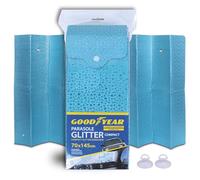 Goodyear Pare-Soleil de Voiture Avant 70 x 145 cm Dobleface avec ventouses - Protection Solaire Pare-Brise Universelle - Bleu avec étoiles - Anti-UV, Thermique, Pliable - Accessoires Auto Été