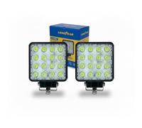 Goodyear Phares de voiture à LED (2 unités), 16 LED, 48 W, 3 500 lm, 6 500 K, IP67 - Éclairage puissant pour 4x4, SUV, camions et véhicules tout-terrain, boîtier robuste en aluminium, 10-48 V