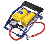 Goodyear Pompe à Pied à Double Barillet Robuste pour Le Camping | Convient pour gonfler Les pneus, Les équipements de Sport, Les Accessoires de Camping | Manomètre Facile à Lire | Levier de