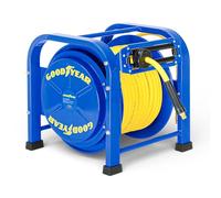 Goodyear Tuyau arrosage avec enrouleur Heavy Duty Elite Spring Pro Driven dévidoir rétractable en Acier 9,5mm × 30m enrouleur air comprimé，Avec 2 Ans de Garantie