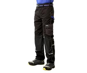 Goodyear Workwear Pantalon De Travail De Sécurité Réfléchissant Cargo Multi-Poches Flexible Pour Homme, Noir/Bieu Royal, 36" Taille Jambe Régulière (32")
