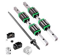 GooEquip Guide linéaire HGR15 300 mm Rail linéaire avec 4 blocs coulissants + 1 pièce SFU1605 300 mm de circonférence, avec écrou sphérique, support BF12/BK12, DSG16H, embrayage pour imprimante 3D