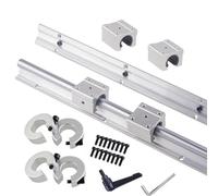 GooEquip Guide linéaire SBR12 300 mm 2 rails linéaires et 4 blocs de roulement avec butée de rail SBR12, longueur du rail linéaire 300 mm Rails linéaires pour imprimante 3D Pièces CNC