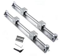 GooEquip - Guide linéaire SBR12 - 300 mm - 2 rails linéaires et 4 blocs de roulement avec butées de rail SBR12 - Longueur du rail linéaire 300 mm - Rails linéaires pour imprimantes 3D et pièces CNC