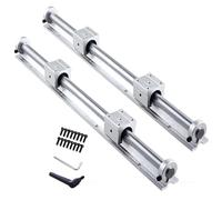 GooEquip Guide linéaire SBR16 600 mm 2 rails linéaires et 4 blocs de roulement avec butée de rail SBR16, longueur du rail linéaire 600 mm rails linéaires pour imprimante 3D pièces CNC