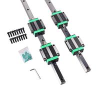 GooEquip Lot de 2 guides linéaires HGR20 400 mm avec 4 blocs de roulement HGW20CC pour imprimante 3D DIY, machine CNC, appareils électriques, tours, rail de guidage linéaire
