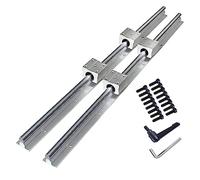 GooEquip Lot de 2 rails linéaires SBR12 - 400 mm - Avec 2 arbres de guidage linéaires et 4 blocs de roulement SBR12UU - Kit de rails de guidage pour tour (SBR12-400 mm)