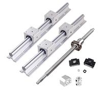 GooEquip Lot de 2 rails linéaires SBR20 de 400 mm Avec 4 blocs de roulement SBR20UU SFU1605 Broche de circonférence sphérique en acier inoxydable Raccord 6,35 x 10 mm BF12 Siège de