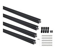 GooEquip Lot de 4 profilés en aluminium 600 mm 2020 - Profilé en aluminium anodisé - Rail linéaire noir pour imprimante 3D et machine de gravure laser CNC
