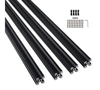 GooEquip Lot de 4 profilés en aluminium anodisé 2020 mm - Noir - Norme européenne - 20 x 20 mm - Pour imprimantes 3D et machines CNC