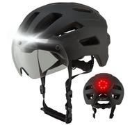 GOOFF Rider Casque de vélo avec visière et lumières - Casque Ebike pour Adulte - Convient pour vélo électrique et vélo de Route - Lumière LED - Homme et Femme - Noir - L