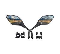 GOOFIT 10mm Rétroviseur Latéral Moto Paire Noir Moto Moto Scooter Miroirs Rétroviseur Latéral avec Boulon 7/8 "Guidon Pince Remplacement pour Moto ATV UTV Quad Pit Dirt Bike Buggy Go Kart