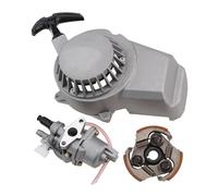GOOFIT 13mm carburateur avec Corde démarrage Tirez Démarreur Lanceur et raccord 2 Temps Embrayage et Accessoires Remplacement pour 47CC 49cc Pocket Bike ATV Quad Go Kart