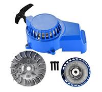 GOOFIT Démarreur de recul de démarrage en alliage bleu avec volant à 18 ailettes Remplacement pour 2 Stroke 43cc 47cc 49cc ATV Mini Dirt Bike Scooter Brush Cutter Water pump