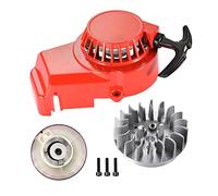 GOOFIT DéMarreur De Recul De DéMarrage En Alliage Rouge Avec Volant à 18 Ailettes Remplacement pour 2 Stroke 43cc 47cc 49cc ATV Mini Dirt Bike Scooter Brush Cutter Water pump