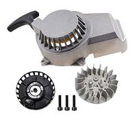 GOOFIT Moto Alliage Gris Tirer Démarreur De Recul Avec 18 Ailettes Volant Remplacement pour 2 Stroke 43cc 47cc 49cc ATV Mini Dirt Bike Scooter Brush Cutter Water pump