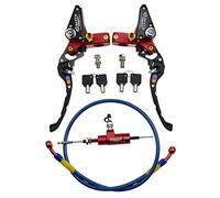 GOOFIT Pompe de frein hydraulique d'embrayage CNC 22 mm - Levier de maître-cylindre réglable universel pour moto de poche, moto tout-terrain, VTT 125 cc à 250 cc vertical tout-terrain - Rouge