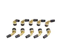 GOOFIT Style 2 PVR70 Valve Stem Bent 45 Degrés Angle Tige en Laiton Base en Caoutchouc Snap-in (Paire 10pcs) Remplacement pour Jante Pneu Tubeless Moto Scooter ATV