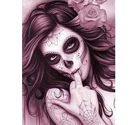 Goofong 5D Diamond Painting Crâne Beauté Kit - DIY Broderie Diamant Skull pour Adulte - Décoration Salon & Chambre - Peinture Diamant Ronde - Full Diamond - 30x40cm