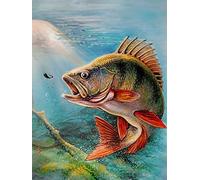 Goofong 5D Diamond Painting Poisson Kit - DIY Broderie Diamant Animauxpour Adulte - Décoration Salon & Chambre - Peinture Diamant Ronde - Full Diamond - 30x40cm