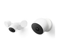 Google Nest Cam avec projecteur (Extérieur - Filaire) - Caméra de sécurité connectée - Caméra de sécurité avec projecteur & Nest Cam | Batterie - caméra de sécurité connectée intérieure-extérieure