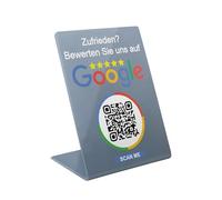 Google Panneau d'évaluation pour entreprises, magasins, restaurants, code QR et NFC (bleu-gris, moyen)