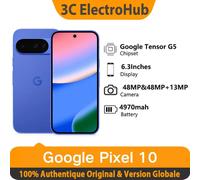 Google Pixel 10, tout nouveau Google Tensor G5, 6,3 pouces Caméra arrière triple avancée 4970 mAh Batterie 24 heures + Smartphon Obidian (version mondiale)