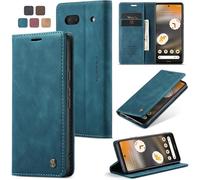 Google Pixel 6a Case Premium Pu Leather Card Slots Wallet Pouch With Stand Function Flip Case Cover Google Pixel 6a - Blue Green
