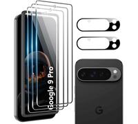 Google Pixel 9 Pro Screen Protector (3 Pack) with Easy Installation Tool and 2 Pack Tempered Glass Camera Film,9H Hardness,HD Anti-Scratch Protective Glass