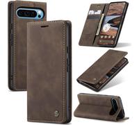 Google Pixel 9 Pro Xl 5g Case, Premium Leather Flip Case Cover With Card Slot And Stand Function For Google Pixel 9 Pro Xl 5g - Coffee