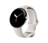 Google Pixel Watch - Argent poli - Montre connectée avec bracelet - fluoroélastomère - craie - taille du bracelet : L - 32 Go - Wi-Fi, NFC, Bluetooth - 36 g