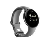 Google Pixel Watch - Montre intelligente Android avec suivi d'activité - Suivi de la fréquence cardiaque - Boîtier en acier inoxydable argenté poli avec bracelet actif charbon - WIFI/BT (renouvelé)