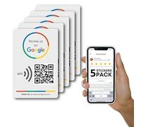 Google Review Sticker - QR & Tap NFC - Lot de 5 autocollants - Code QR Google réutilisable et autocollant d'évaluation NFC - iPhone et Android - Boostez les commentaires Google Business -