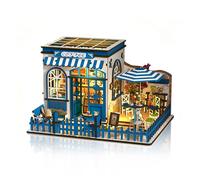 GOOGO Book Nook Kit, 317 Pièces Maison Miniature a Construire avec éclairage LED, Coin Lecture DIY pour Adultes et Adolescents, Puzzle 3D pour Décorer Votre Bibliothèque (Café Sunshine)