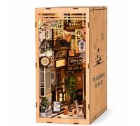 GOOGO Book Nook Kit, Maison Miniature à Monter soi-même de 280 pièces avec lumière LED, Puzzle 3D en Bois, Serre-Livres décoratif pour bibliothèque, Cadeau créatif pour Adultes (Ruelle Japonaise)