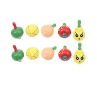GOOHOCHY 10 pièces Jouets Gyro Bois Éducatifs Décompression pour Garçon Fille Forme Fruit Coloré Rotation Manuelle et Créatif Jeu Ludique Ans