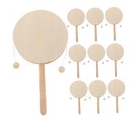 GOOHOCHY 10 Pièces Wooden Rattle Drum Set for Unfinished DIY Hand Drum Toys Safe Wooden Shaking Instruments for Creative Art Activities and Early Learning