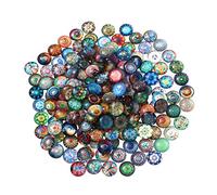 GOOHOCHY 100pièces Lot De Carreaux Verre Ronds De Multicolores Pour Création Bijoux Et Loisirs Créatifs Tesselles Mosaïque Décoratives Pour Accessoires De Bijouterie