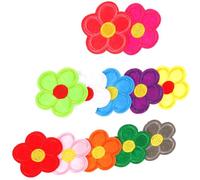 GOOHOCHY 12pcs Écussons Thermocollants Brodés Fleurs en Polyester et Sergé, Pour Vêtements, Sacs, Couture, DIY et Atelier de Couture