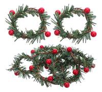 GOOHOCHY 15 pièces Ronds de Serviette Noël Forme de Couronne de Baies Rouges et Aiguilles de Pin Anneaux de Serviette Rustiques pour Décoration de Table de Fête Banquet et Ambiance