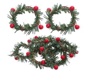 GOOHOCHY 15 pièces Ronds de Serviette Noël Forme de Couronne de Baies Rouges et Aiguilles de Pin Anneaux de Serviette Rustiques pour Décoration de Table de Fête Banquet et Ambiance
