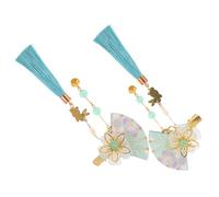 GOOHOCHY 2 Pièces Accessoire Cheveux Kimono Épingles à Cheveux Fleurs avec Pompons et Perles Clips à Franges et Filles Décoration pour