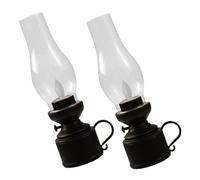 GOOHOCHY 2pièces Lampe à Pétrole Électronique Vintage LED Lampe à Huile Flameless De Table Lanternes De Tempête Transparentes pour Décoration Intérieure Et Extérieure