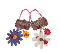 GOOHOCHY 2pièces Ornement De Bienvenue Lot de Pendentifs De Porte Résine Forme Tournesol Coccinelle Décoration Porte Entrée Jardin Fête