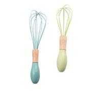 GOOHOCHY 2pièces Silicone Manuel avec Manche Bois Œufs pour Cuisine Mélangeur Confortable et Facile à Nettoyer Couleur Aléatoire