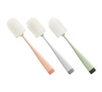 GOOHOCHY 3 Pièces Brosse Bouteille avec Manche Long Goupillon pour Nettoyage Complet de Bouteilles Flacons Étroits et Vert Orange Gris