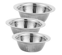 GOOHOCHY 3 pièces Passoire Acier Inoxydable Bassine Ronde Épaisse et Profonde Égouttoir Polyvalent pour Légumes et Fruits Bassine de Lavage pour Cuisine Domestique