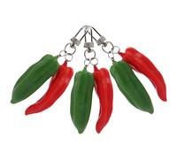 GOOHOCHY 3 Pièces Porte-clés Poivron Rouge et Vert en PVC | Mariage et Anniversaire, Breloque Chic en Métal, Lot Festif, Présent de Fête, Style Coloré